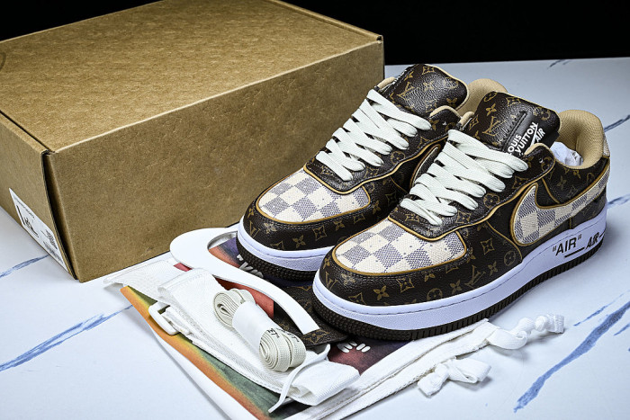 AIR FORCE 1 LOW LACE UP CASUAL SNEAKERS BROWN/COFFEE