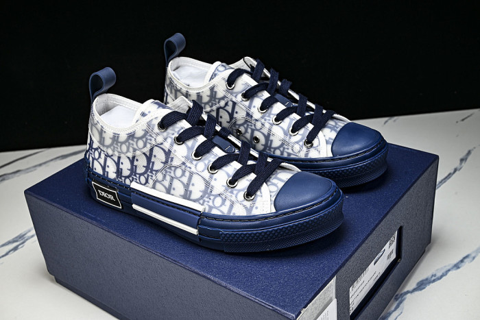 MEN'S LOW TOP PRINT B23 LACE UP FLAT SHOES COMBINED WITH CASUAL SPORTS SHOES NAVY BLUE/BLUE
