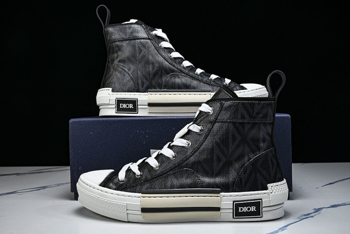 NEW STYLE MEN'S AND WOMEN'S SHOES OBLIQUE PRINTING B23 HIGH TOP SPORTS SHOES BLACK/INKINESS