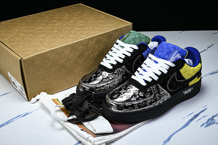AIR FORCE 1 LOW LACE UP CASUAL SNEAKERS BLACK/YELLOW