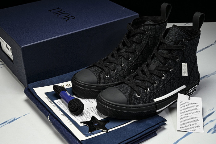 NEW STYLE MEN'S AND WOMEN'S SHOES OBLIQUE PRINTING B23 HIGH TOP SPORTS SHOES BLACK/INKINESS