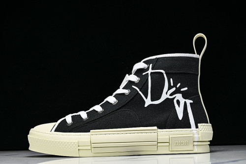 NEW STYLE MEN'S AND WOMEN'S SHOES OBLIQUE PRINTING B23 HIGH TOP SPORTS SHOES BLACK/INKINESS