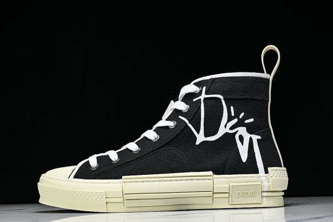 NEW STYLE MEN'S AND WOMEN'S SHOES OBLIQUE PRINTING B23 HIGH TOP SPORTS SHOES BLACK/INKINESS
