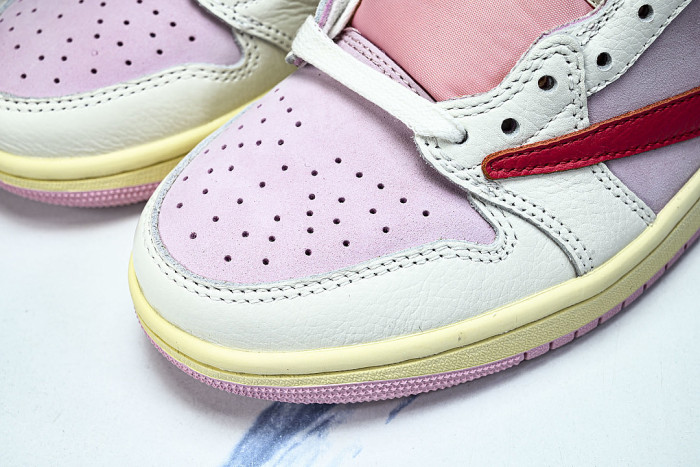 IQ7604-101 TRAVIS SCOTT X AIR JORDAN 1 LOW OG AJ1 BACK HOOK LOW TOP SHOES LIGHT PINK/RED