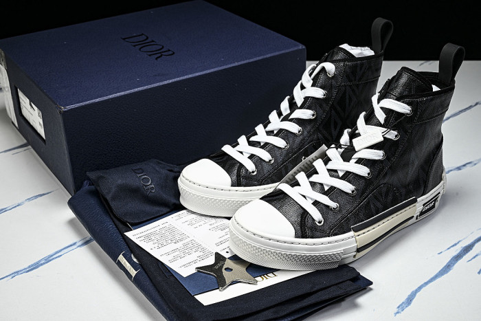 NEW STYLE MEN'S AND WOMEN'S SHOES OBLIQUE PRINTING B23 HIGH TOP SPORTS SHOES BLACK/INKINESS