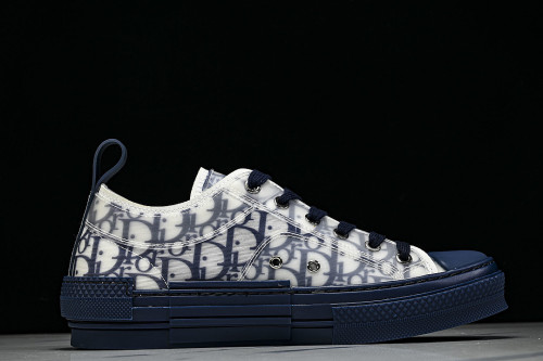 MEN'S LOW TOP PRINT B23 LACE UP FLAT SHOES COMBINED WITH CASUAL SPORTS SHOES NAVY BLUE/BLUE