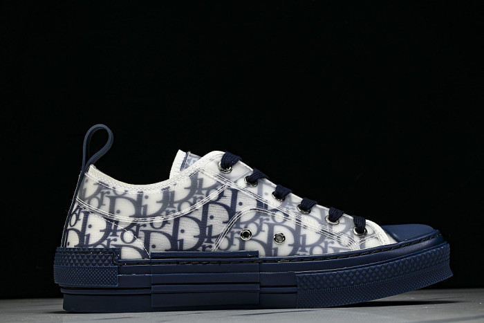 MEN'S LOW TOP PRINT B23 LACE UP FLAT SHOES COMBINED WITH CASUAL SPORTS SHOES NAVY BLUE/BLUE