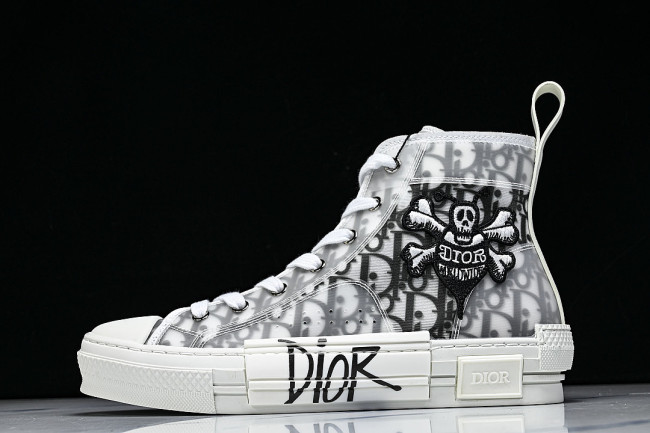 NEW STYLE MEN'S AND WOMEN'S SHOES OBLIQUE PRINTING B23 HIGH TOP SPORTS SHOES LIGHT GRAY/GREY