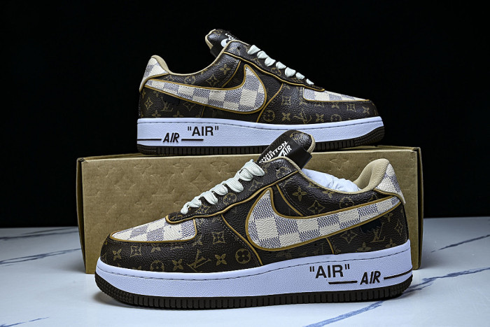 AIR FORCE 1 LOW LACE UP CASUAL SNEAKERS BROWN/COFFEE