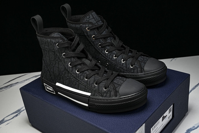NEW STYLE MEN'S AND WOMEN'S SHOES OBLIQUE PRINTING B23 HIGH TOP SPORTS SHOES BLACK/INKINESS