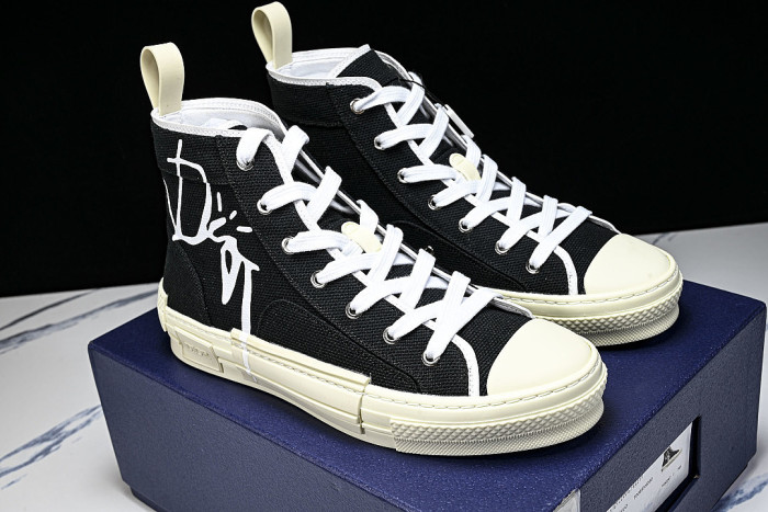 NEW STYLE MEN'S AND WOMEN'S SHOES OBLIQUE PRINTING B23 HIGH TOP SPORTS SHOES BLACK/INKINESS