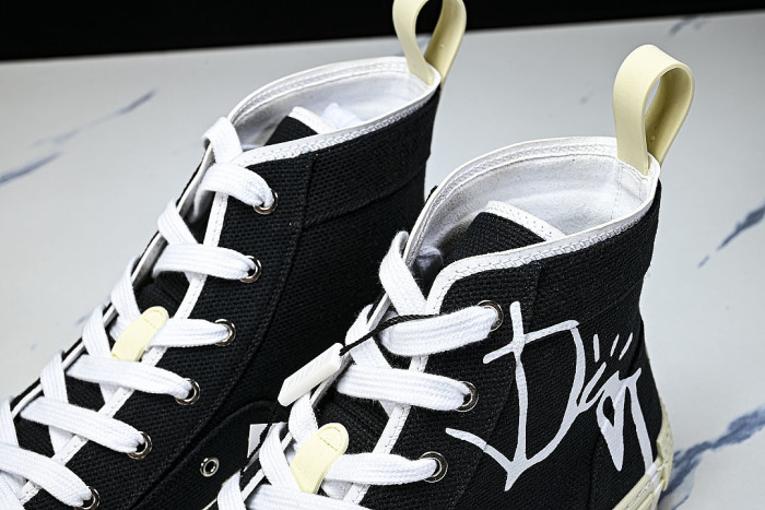 NEW STYLE MEN'S AND WOMEN'S SHOES OBLIQUE PRINTING B23 HIGH TOP SPORTS SHOES BLACK/INKINESS