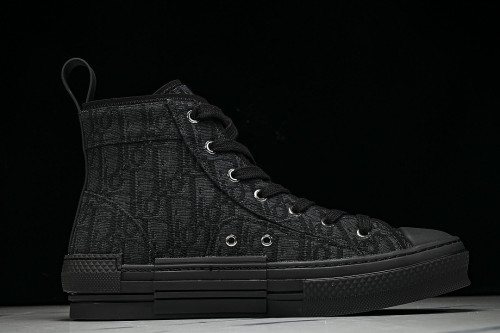 NEW STYLE MEN'S AND WOMEN'S SHOES OBLIQUE PRINTING B23 HIGH TOP SPORTS SHOES BLACK/INKINESS