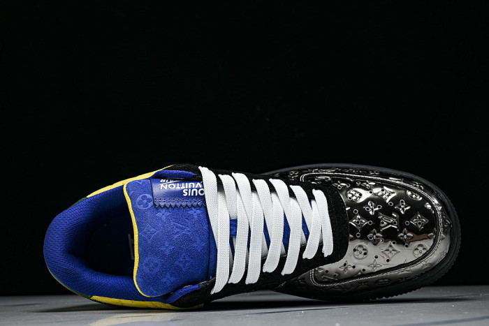 AIR FORCE 1 LOW LACE UP CASUAL SNEAKERS BLACK/YELLOW