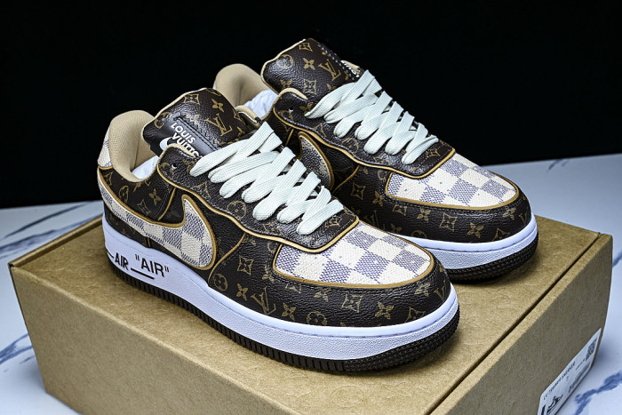 AIR FORCE 1 LOW LACE UP CASUAL SNEAKERS BROWN/COFFEE