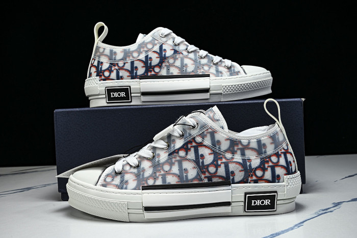 MEN'S LOW TOP PRINT B23 LACE UP FLAT SHOES COMBINED WITH CASUAL SPORTS SHOES BLUE/WHITE