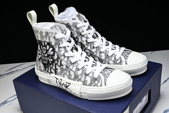 NEW STYLE MEN'S AND WOMEN'S SHOES OBLIQUE PRINTING B23 HIGH TOP SPORTS SHOES LIGHT GRAY/GREY