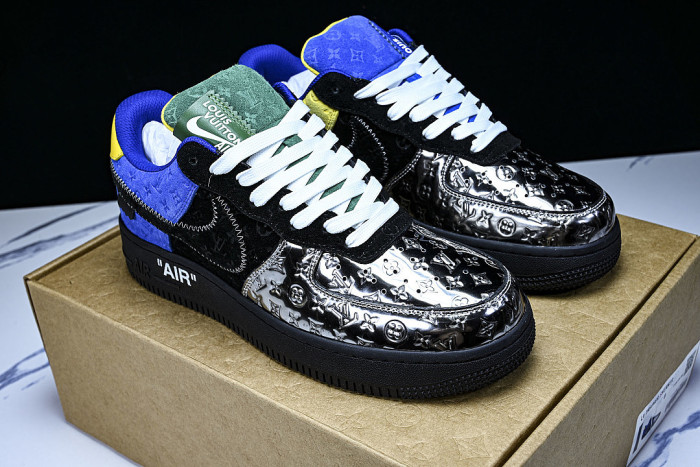 AIR FORCE 1 LOW LACE UP CASUAL SNEAKERS BLACK/YELLOW