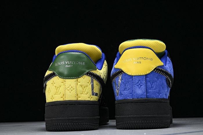 AIR FORCE 1 LOW LACE UP CASUAL SNEAKERS BLACK/YELLOW