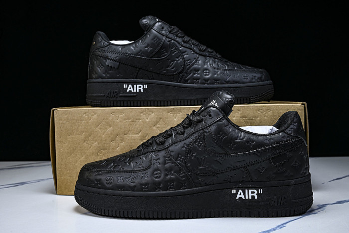 AIR FORCE 1 LOW LACE UP CASUAL SNEAKERS BLACK/INKINESS