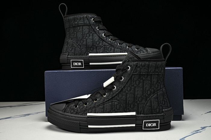 NEW STYLE MEN'S AND WOMEN'S SHOES OBLIQUE PRINTING B23 HIGH TOP SPORTS SHOES BLACK/INKINESS