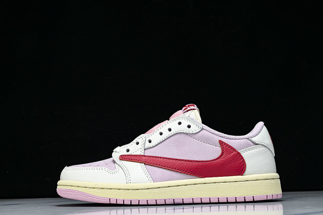 IQ7604-101 TRAVIS SCOTT X AIR JORDAN 1 LOW OG AJ1 BACK HOOK LOW TOP SHOES LIGHT PINK/RED