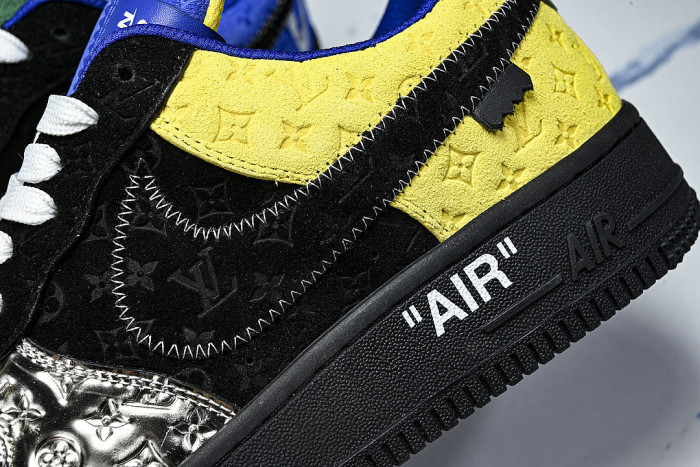 AIR FORCE 1 LOW LACE UP CASUAL SNEAKERS BLACK/YELLOW