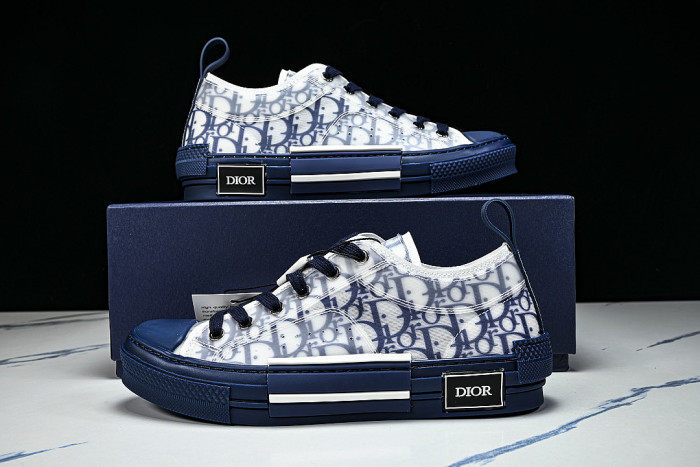 MEN'S LOW TOP PRINT B23 LACE UP FLAT SHOES COMBINED WITH CASUAL SPORTS SHOES NAVY BLUE/BLUE