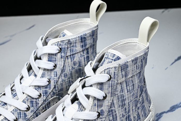 OBLIQUE HIGH-TOP SPORTS SHOES WHITE/BLUE