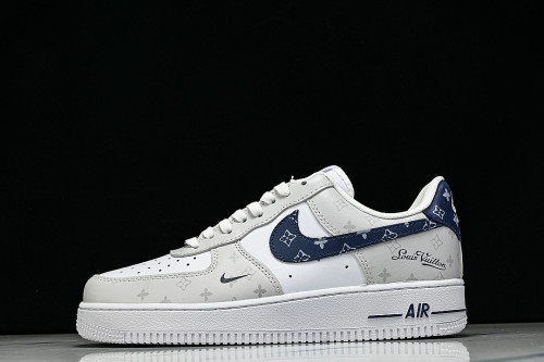 CZ0270-106 AIR FORCE 1 07 LOW CASUAL SNEAKERS WHITE/GREY/BLUE