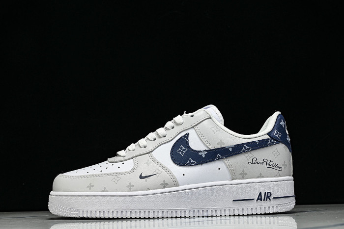 CZ0270-106 AIR FORCE 1 07 LOW CASUAL SNEAKERS WHITE/GREY/BLUE