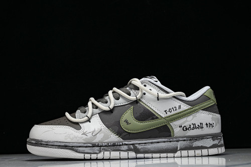 HF5441-202 SB DUNK LOW CASUAL SNEAKERS WHITE/BROWN/GREEN