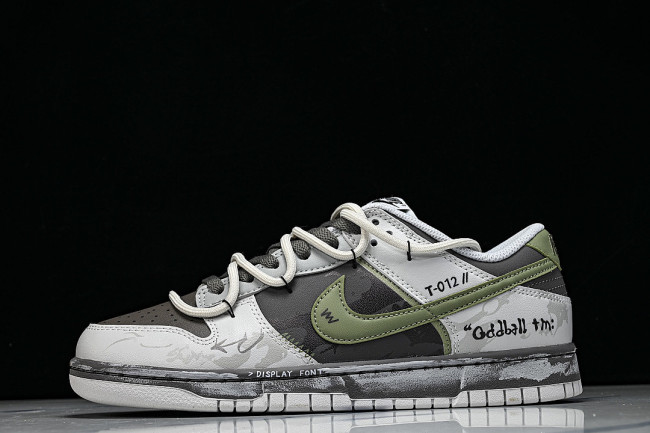 HF5441-202 SB DUNK LOW CASUAL SNEAKERS WHITE/BROWN/GREEN
