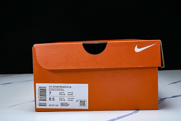IB1873-105 AIR ZOOM PEGASUS 42 WEAR-RESISTANT RUNNING SHOES WHITE/BLUE/ORANGE