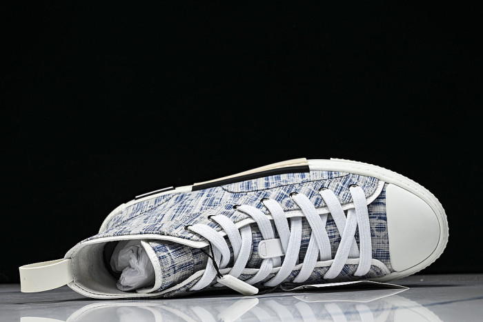 OBLIQUE HIGH-TOP SPORTS SHOES WHITE/BLUE