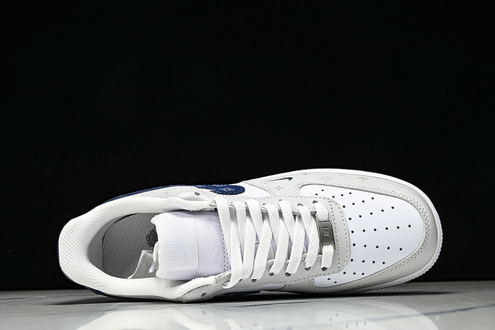 CZ0270-106 AIR FORCE 1 07 LOW CASUAL SNEAKERS WHITE/GREY/BLUE