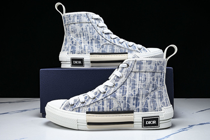 OBLIQUE HIGH-TOP SPORTS SHOES WHITE/BLUE