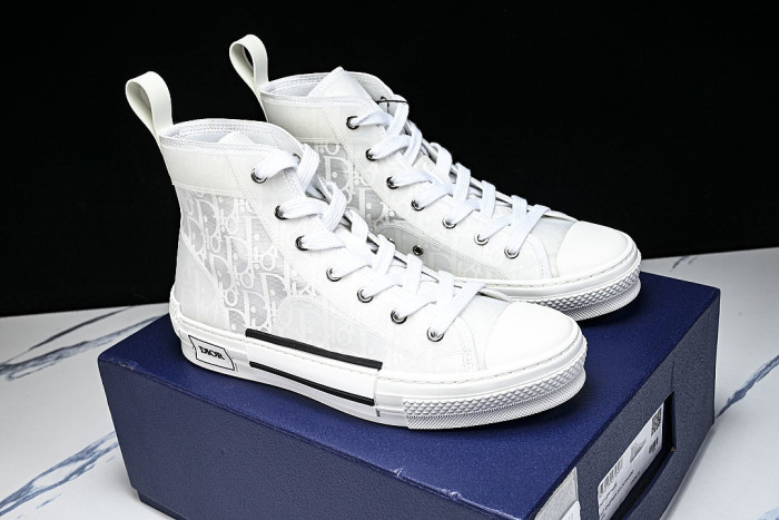 OBLIQUE HIGH-TOP SPORTS SHOES WHITE/BLACK/WHITE