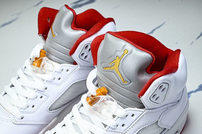 IV5678-102 JORDAN 5 RETRO WHITE/SUNSET/FIRE RED/BLACK