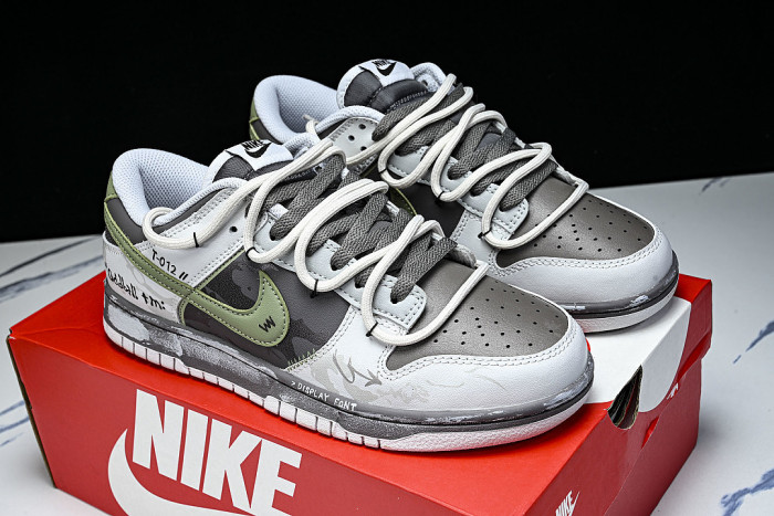 HF5441-202 SB DUNK LOW CASUAL SNEAKERS WHITE/BROWN/GREEN