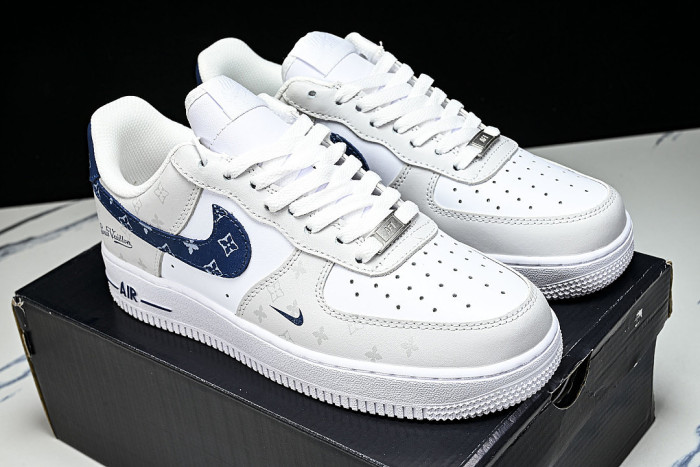 CZ0270-106 AIR FORCE 1 07 LOW CASUAL SNEAKERS WHITE/GREY/BLUE
