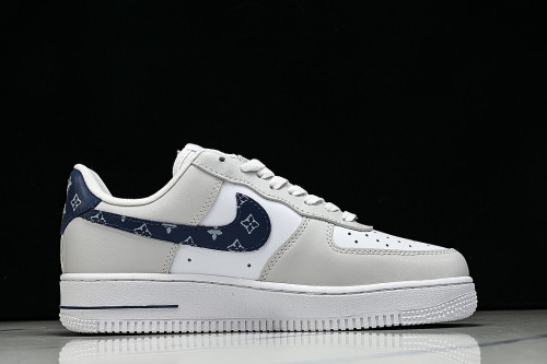 CZ0270-106 AIR FORCE 1 07 LOW CASUAL SNEAKERS WHITE/GREY/BLUE