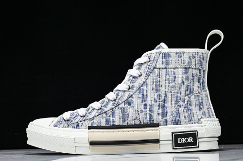 OBLIQUE HIGH-TOP SPORTS SHOES WHITE/BLUE