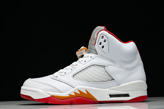 IV5678-102 JORDAN 5 RETRO WHITE/SUNSET/FIRE RED/BLACK