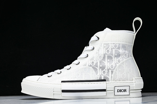 OBLIQUE HIGH-TOP SPORTS SHOES WHITE/BLACK/WHITE