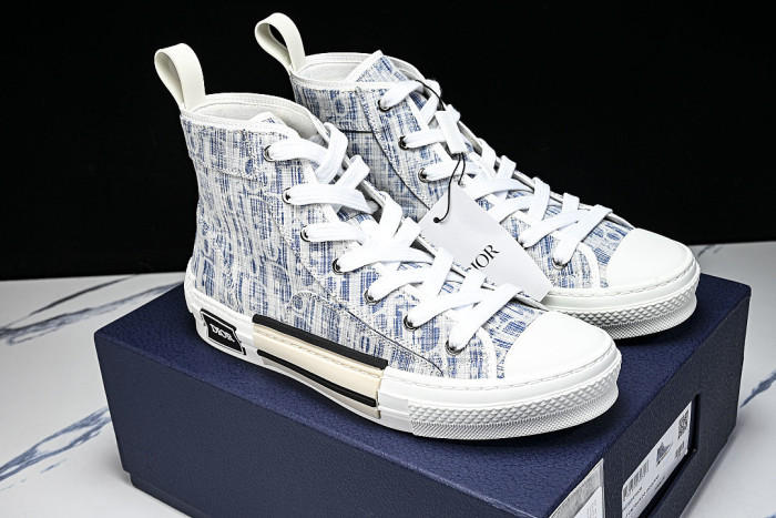 OBLIQUE HIGH-TOP SPORTS SHOES WHITE/BLUE