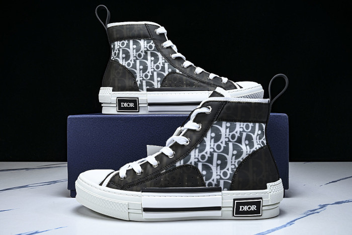 OBLIQUE HIGH-TOP SPORTS SHOES BLACK/WHITE