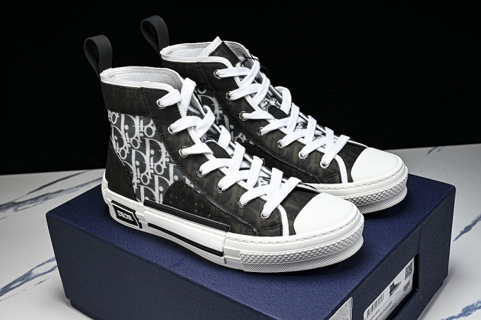 OBLIQUE HIGH-TOP SPORTS SHOES BLACK/WHITE