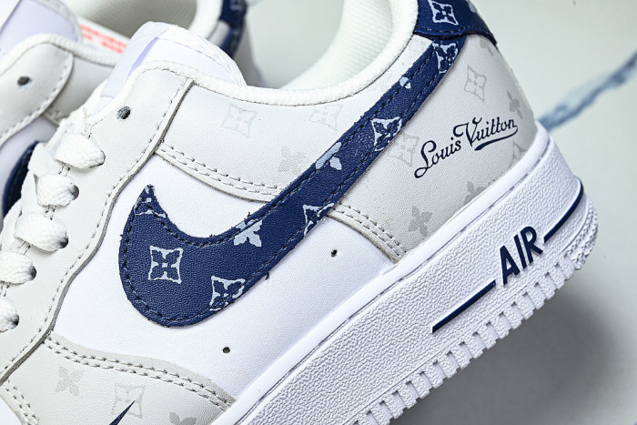 CZ0270-106 AIR FORCE 1 07 LOW CASUAL SNEAKERS WHITE/GREY/BLUE
