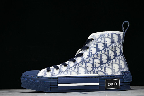 OBLIQUE HIGH-TOP SPORTS SHOES WHITE/BLUE